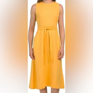 100% Yellow Linen Dress